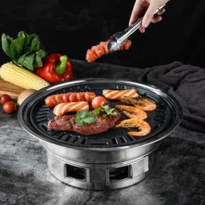 Factory Wholesale Korean Style Portable Outdoor Camping Stainless Steel Non-stick Smokeless Charcoal Barbecue Grill BBQ Tool