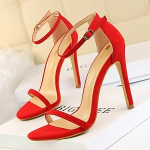 Factory Wholesale  price customized small MOQ suede 11cm heels high heels women high heel shoes