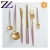 Import Fancy design pink handle gold plated international 304 stainless steel dinner fork knife and spoon flatware wholesale from China