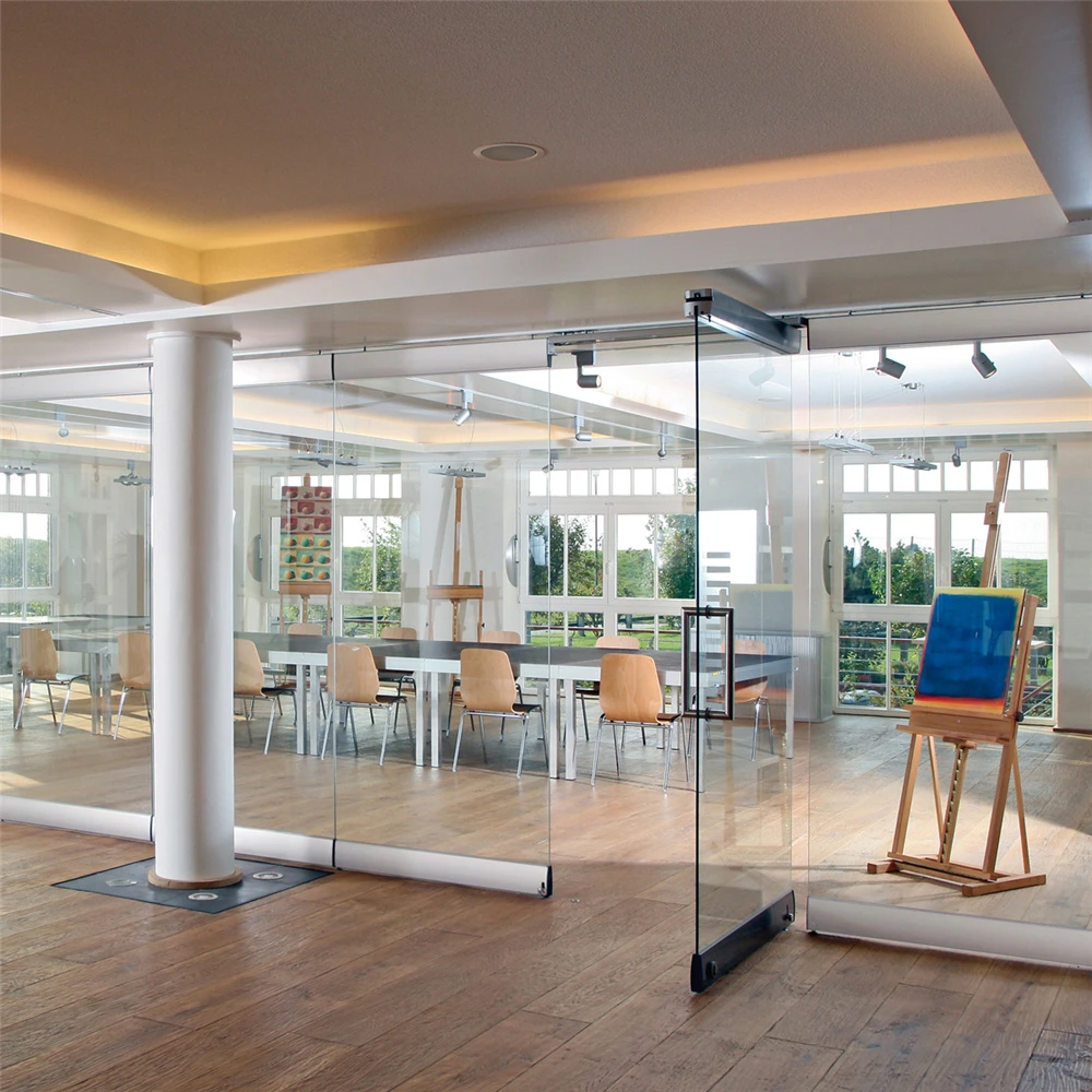 fashion frameless glass partition demountable toughened glass partitions wall aluminium folding doors office partition