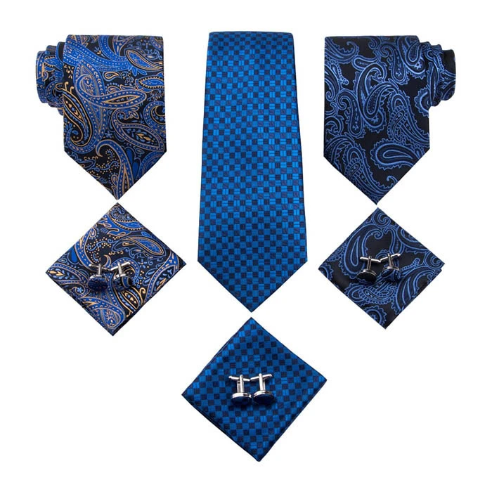 fashion silk polyester tie and cufflinks set