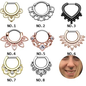Fashion Titanium Allergy Free Septum Clicker Body Piercing Nose Ring Jewelry