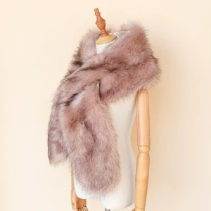Fashion Women&#x27;s Warm Fur Scarf Winter Long Fox Fur Like Shawl