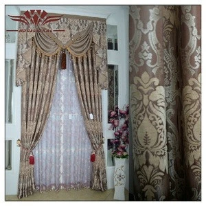 Fashionable French Curtain, WINDOW CURTAIN JACQUARD PANEL , CURTAIN SET WITH VALANCE AND BACKING