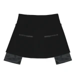 fashionable heavy industry women skirt with stitching bead BLING PU buckle loop waist seal skirt
