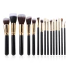 FIYAN Wholesale Private Label Makeup Brush 15pcs Black Gold Vegan Powder Eyeshadow Lips Brushes Make up Brushes Set With Case