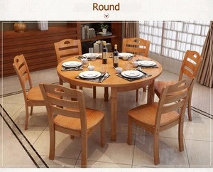 Foldable solid wood dining table with wooden chairs