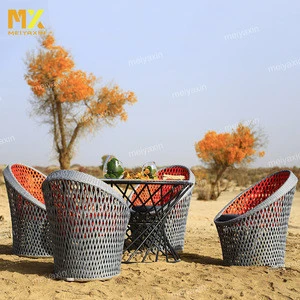 Foshan manufacturer hotel used aluminum frame round glass outdoor garden table(accept customized)