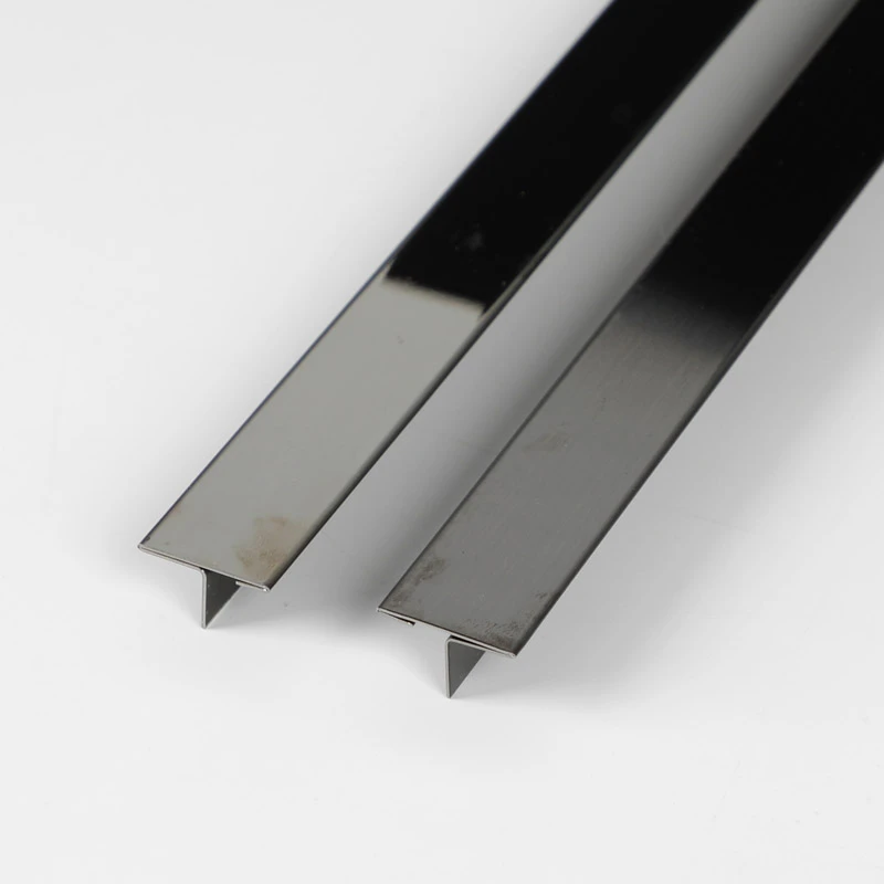 Foshan metal decorative strip T V shape stainless steel tile trim profile for ceramic transition