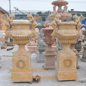 Garden Stone Flower Pot With Angel Statues