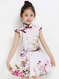 Girls Chinese Elegant Cheongsam Traditional Qipao Party Dress Children Clothing