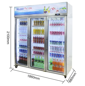 glass door commercial soft drink display milk storage refrigerator