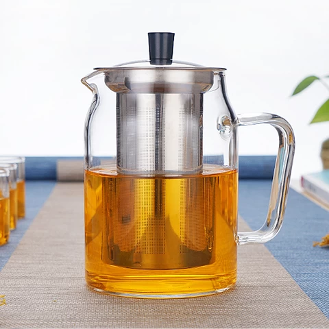 Glass Tea Pot with Stainless Steel Tea Infuser Filter Stovetop Safe Glass Tea Kettle