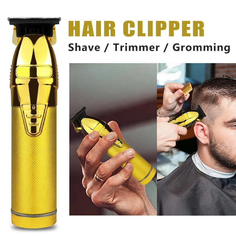 Gold Barber Zero-gapped Professional Grooming Men Hair Cutting Machine Cordless Electric Hair Clipper Rechargeable Hair Trimmer