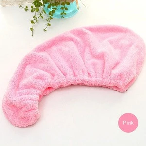 good water absorbent coral fleece dry hair bath shower cap wrap made in China