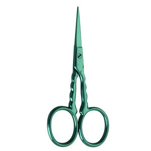 (Green) stainless steel multi-purpose women&#39;s facial scissors for beard, styling, false eyelashes, makeup, eyebrow scissors