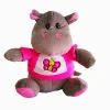 Grey hippo plush stuffed baby toy with pink T-shirt