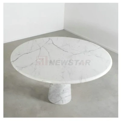 Grey Veins White Marble Round Dining Table High Gloss White