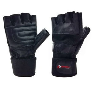 Half-finger Fitness/Exercise/Training sport GYM breathable wrist wrap glove with Anti-Slip Leather Palm