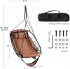 Hammock Air Chair with Metal Bar Frame, Sky Hanging Chair with Plush & Supportive Pillow & Side Pouch, Footrest and Armrest