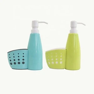 Hand Sanitizer Push Bottle Kitchen Sink Liquid Soap Dispenser with Holder for Sponge