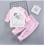 Hao Baby The New Private Rainbow Pajamas With Velvet Suit Children Cotton Underwear