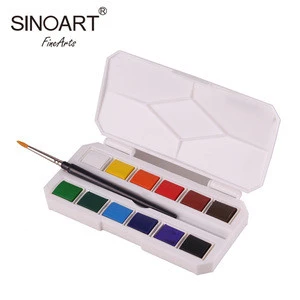 High Quality 12 Colors Solid Premium Chinese Watercolor Paint Box For Canvas Paper