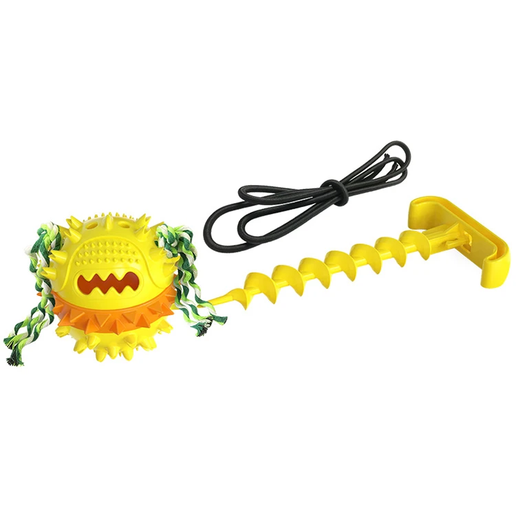High Quality Bite Resistant Chew Teeth Cleaning Dog Toy Ball On Rope