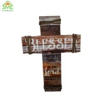 High Quality cross shape custom printing decorative carved wood wall art decorative wall hanging art minds wood craft