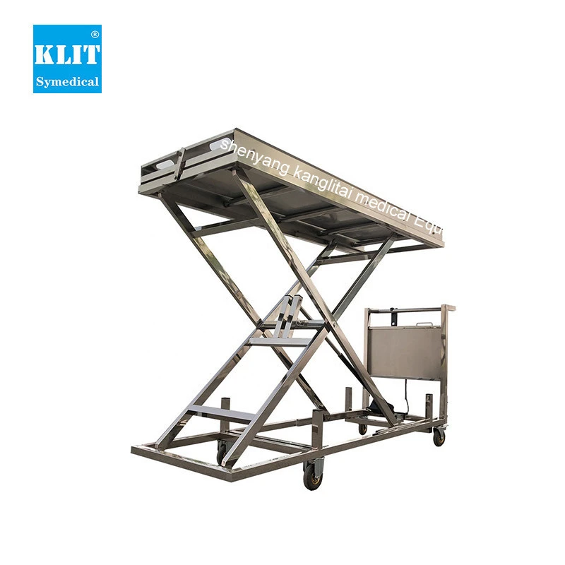 High Quality Funeral Supplies Stainless Steel Hydraulic Scissor Lift Electric Trolley
