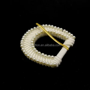 High Quality Handmade LIght Gold Brass D Ring Belt Buckle Covered By Dacron Fabric Rope And Plastic Beads