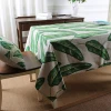 high quality linen cotton digital printing green leaf round table cloth with decorative