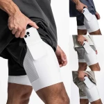 High Quality Men Basketball Sports Gym Shorts Adjustable Casual Double Layer Skin Friendly Breathable Quick Drying Shorts