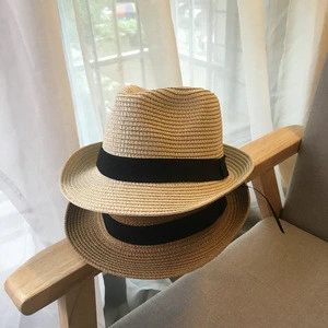 High Quality Paper Straw Fedora Jazz Hat Trilby Gangster Summer Holiday  Beach Sun Hats Sombreros