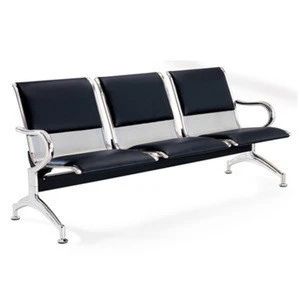 high quality PU leather cushion stainless steel waiting chairs