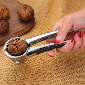 High quality quick manual kitchen tool funnel walnut clip manual nutcracker nut tongs with spring