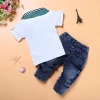 High quality shirt jeans fall fashion 2pcs kids baby clothing set boy