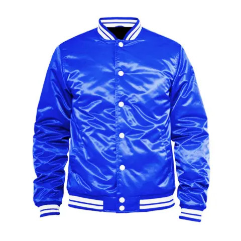 Highest Quality Blank Design Polyester Satin Varsity Jacket Long Sleeve Custom Logo Varsity Jacket