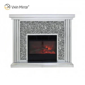 Home Decor WXWF-1104 Crushed Diamond Modern Mirrored Fireplace