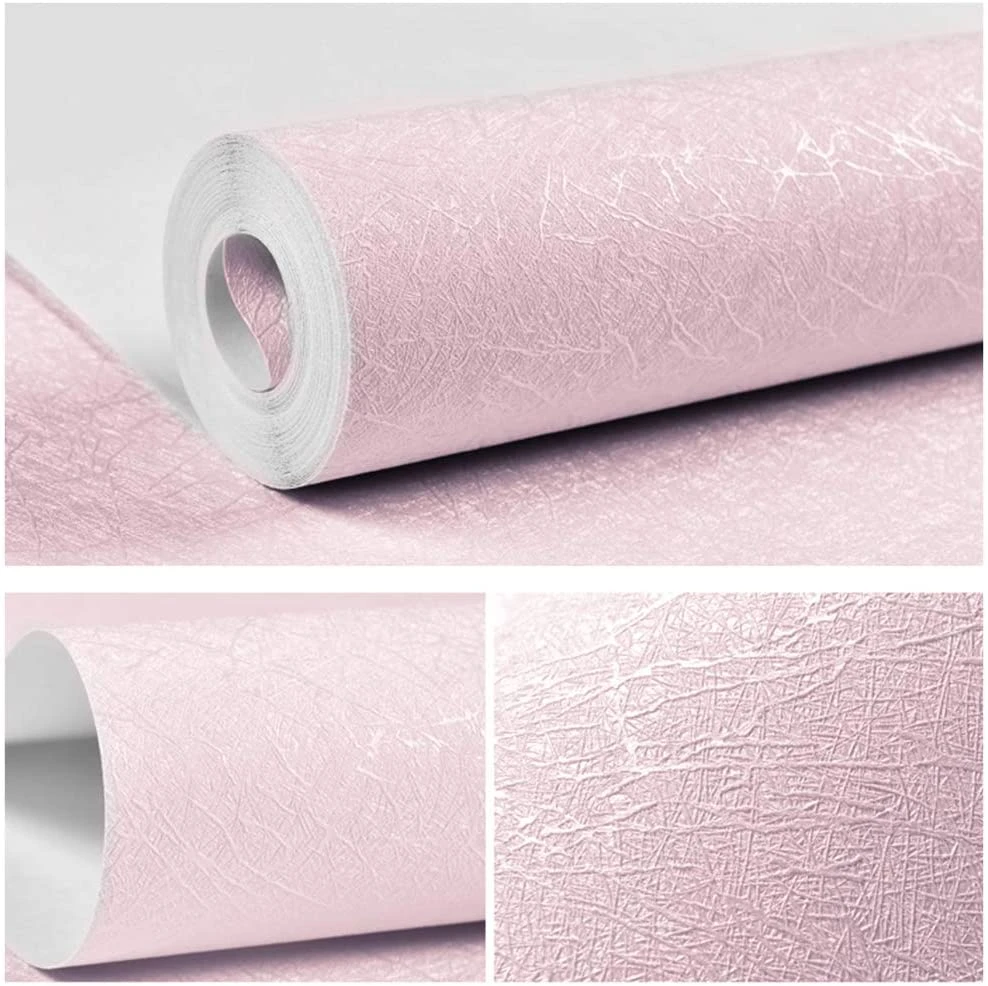 Home decoration pink silk wall paper pvc self-adhesive waterproof wallpaper