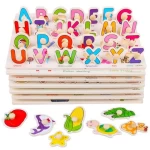 Home Learning Preschool Early Educational wooden Toys Colorful Fruit and Vegetables Wooden Peg Puzzle Jigsaw