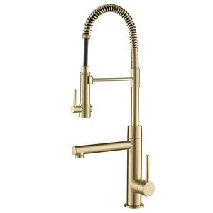 Homedec Luxury Pre-Rinse Kitchen Faucet, High Arc Kitchen Sink Faucet with Pull Down Spring Spout and Pot Filler, Brushed Gold