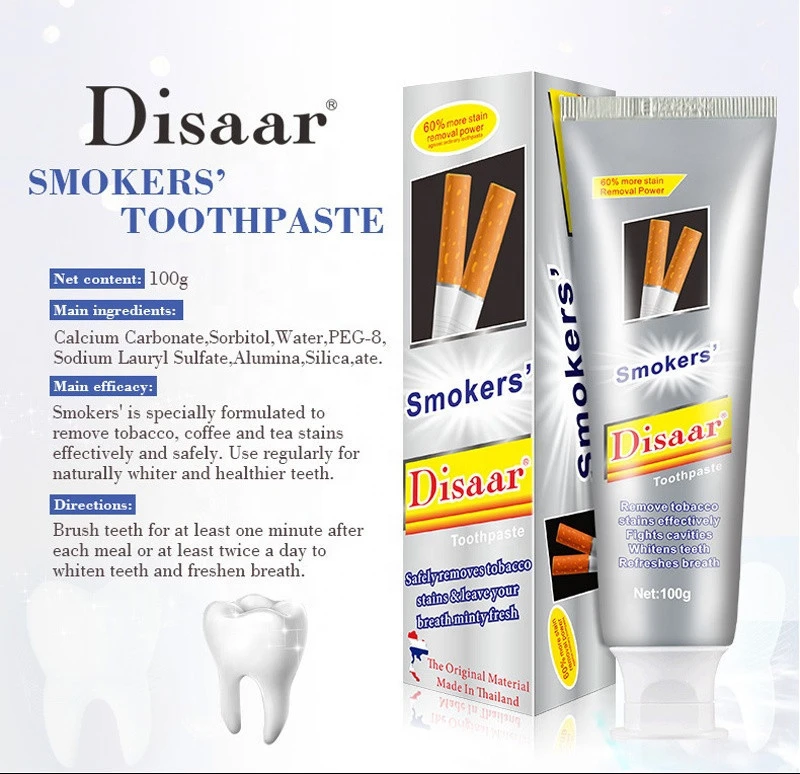 Hot Sale Disaar smokers remove Bad Breath Natural Cure Whitening Toothpaste