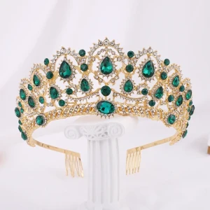 Hot Sale Grace Bride Crystal Rhinestone Gold Crown Headdress Wedding Accessories Queen Rhinestone Crown Tiaras