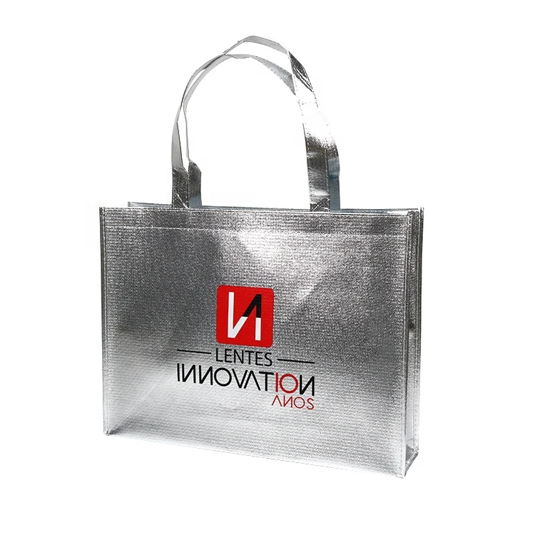 Hot Sale Promotional Handle Style Metallic Silver Non Woven PP Bags