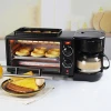 hot selling 3 in 1 Home breakfast machine coffee maker electric oven toaster grill pan bread toaster