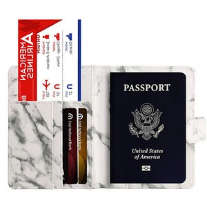 Hot-selling white marble Waterproof rfid blockingpsaaport cover travel pu leather passport holder wallet