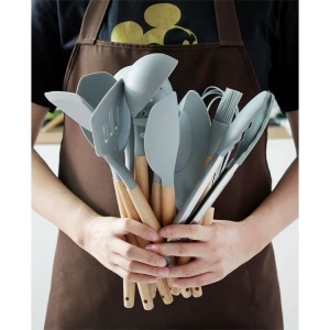 household 11 12 pcs 13pcs kitchen Cooking Tools accesorios de cocina utensilios spatula wood handle silicone cooking utensil set