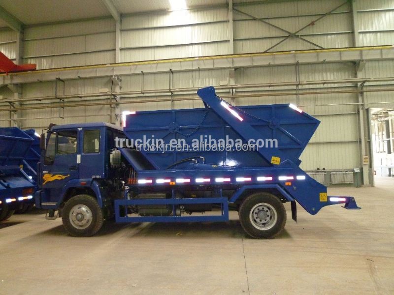 HOWO garbage truck skip loader/hydraulic wing arm with container
