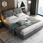 HUI JU YOU PIN	Cloth art bed Nordic master bedroom high box storage marriage bed 1.8m INS net red soft bed
